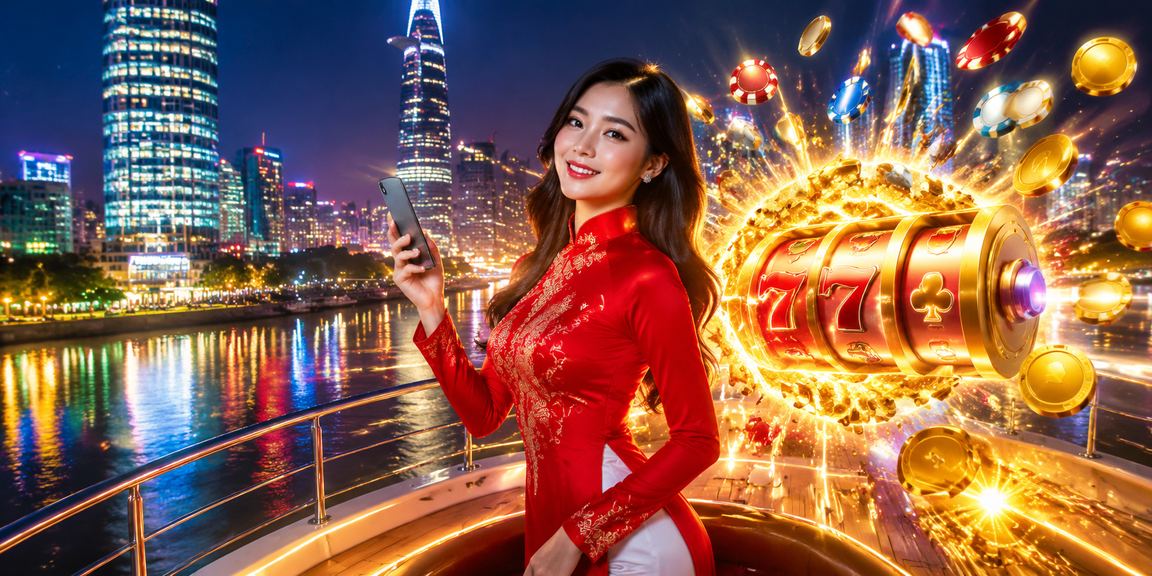 Người chơi slot game tại Hà Nội với trang phục áo dài – trải nghiệm giải trí trực tuyến hiện đại