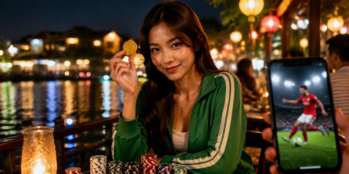 Người dùng tại Hội An xem tỷ lệ kèo thể thao và đặt cược trực tuyến bên cà phê
