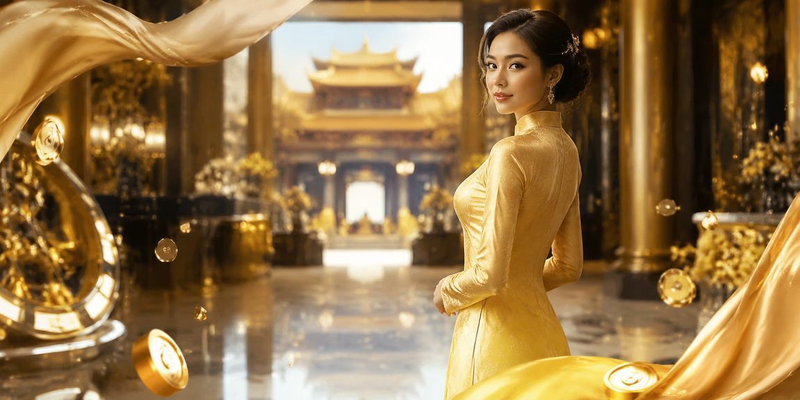 Người phụ nữ mặc áo dài tại Huế sử dụng điện thoại xem thông tin giải trí casino